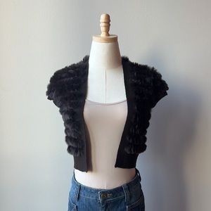 LIKE NEW | BCBGMaxAzria | Genuine Rabbit Fur Bolero Shrug | Brown/Cocoa | Small